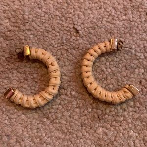 wood-esque dangly hoop earrings